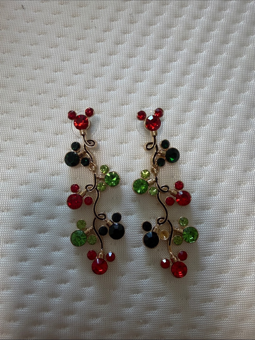 Women's Red, Green & Black Crystal Drop Earrings